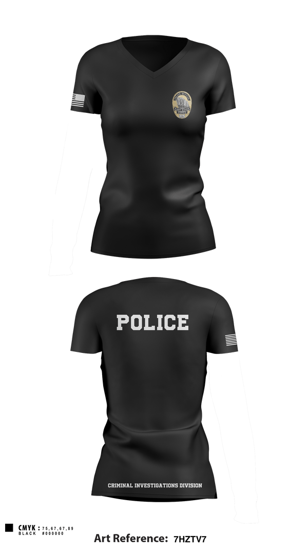 Women's Short Sleeve Vneck Shirt, POLICE CRIMINAL INVESTIGATIONS DIVISION, , Teamtime, Team time, sublimation, custom sports apparel, team uniforms, spirit wear, spiritwear, sports uniforms, custom shirts, team store, custom team store, fundraiser sports, apparel fundraiser