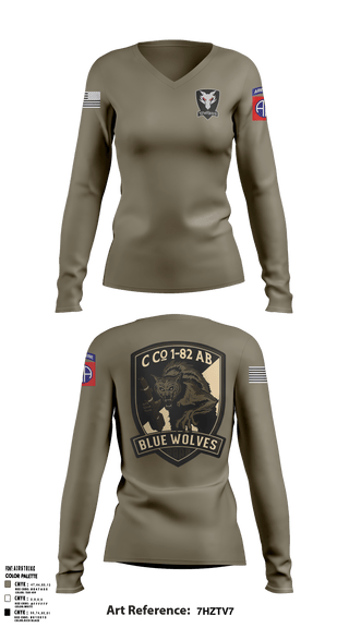 Women's Long Sleeve Vneck Shirt, , Army, Teamtime, Team time, sublimation, custom sports apparel, team uniforms, spirit wear, spiritwear, sports uniforms, custom shirts, team store, custom team store, fundraiser sports, apparel fundraiser
