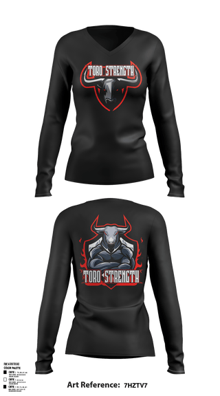 Women's Long Sleeve Vneck Shirt, ToroStrengthToroStrength, , Teamtime, Team time, sublimation, custom sports apparel, team uniforms, spirit wear, spiritwear, sports uniforms, custom shirts, team store, custom team store, fundraiser sports, apparel fundraiser