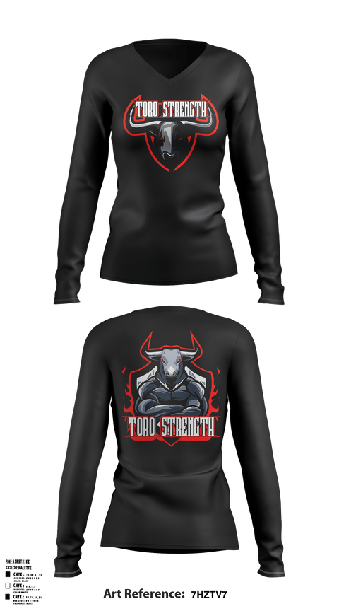 Women's Long Sleeve Vneck Shirt, ToroStrengthToroStrength, , Teamtime, Team time, sublimation, custom sports apparel, team uniforms, spirit wear, spiritwear, sports uniforms, custom shirts, team store, custom team store, fundraiser sports, apparel fundraiser