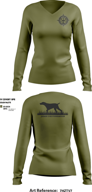 Women's Long Sleeve Vneck Shirt, Jaimie Cox Foundation, , Teamtime, Team time, sublimation, custom sports apparel, team uniforms, spirit wear, spiritwear, sports uniforms, custom shirts, team store, custom team store, fundraiser sports, apparel fundraiser