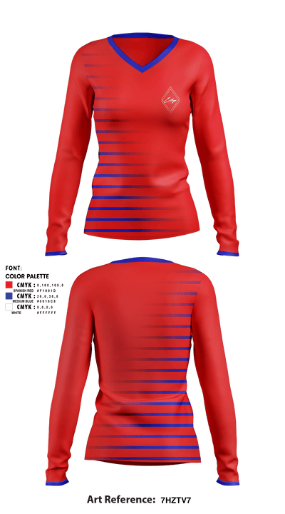 Extige 98167829 Women's Long Sleeve V-neck Shirt - 1