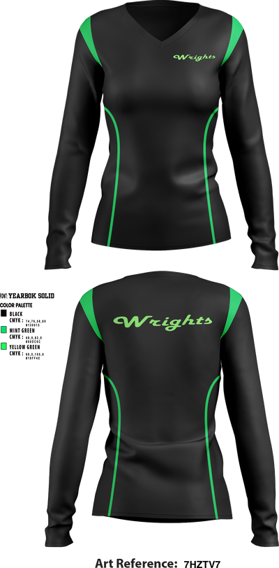 Wrights road service 5089567 Women's Long Sleeve V-neck Shirt - 1