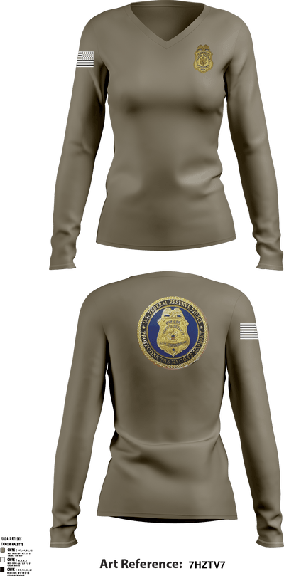 United States Federal Reserve Police 30952270 Women's Long Sleeve V-neck Shirt - 1