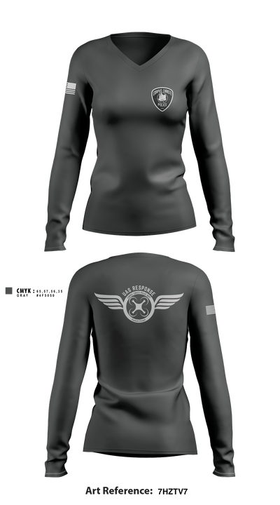 CCPD DRONE UNIT 18355782 Women's Long Sleeve V-neck Shirt - 1