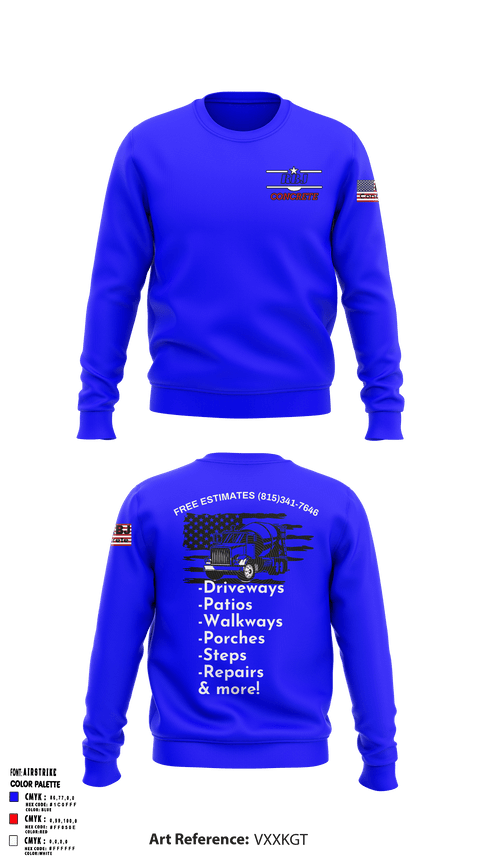Crew Neck Sweatshirt, RBJ Concrete, , Teamtime, Team time, sublimation, custom sports apparel, team uniforms, spirit wear, spiritwear, sports uniforms, custom shirts, team store, custom team store, fundraiser sports, apparel fundraiser