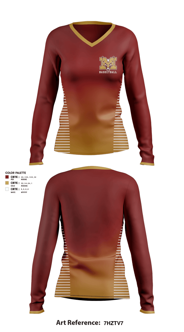 Women's Long Sleeve Vneck Shirt, Marion High School Basketball, Women's Basketball, Teamtime, Team time, sublimation, custom sports apparel, team uniforms, spirit wear, spiritwear, sports uniforms, custom shirts, team store, custom team store, fundraiser sports, apparel fundraiser