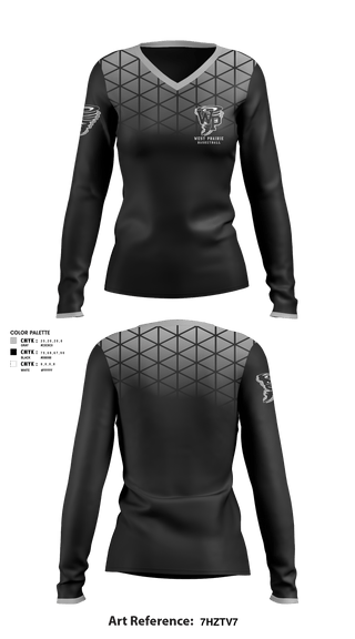 Women's Long Sleeve Vneck Shirt, West Prairie Senior High School Basketball, Women's Basketball, Teamtime, Team time, sublimation, custom sports apparel, team uniforms, spirit wear, spiritwear, sports uniforms, custom shirts, team store, custom team store, fundraiser sports, apparel fundraiser