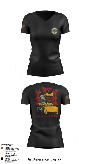 Women's Short Sleeve Vneck Shirt, HHC 1-114 Infantry Brigade, , Teamtime, Team time, sublimation, custom sports apparel, team uniforms, spirit wear, spiritwear, sports uniforms, custom shirts, team store, custom team store, fundraiser sports, apparel fundraiser