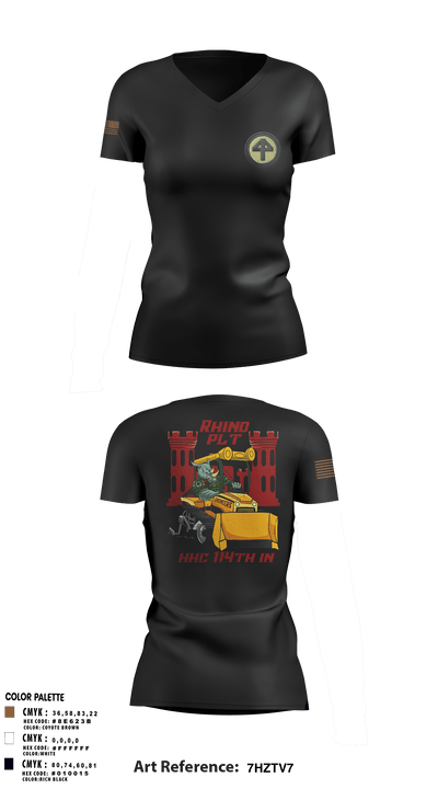 HHC 1-114 Infantry Brigade 59777131 Women's Short Sleeve V-neck Shirt - 3