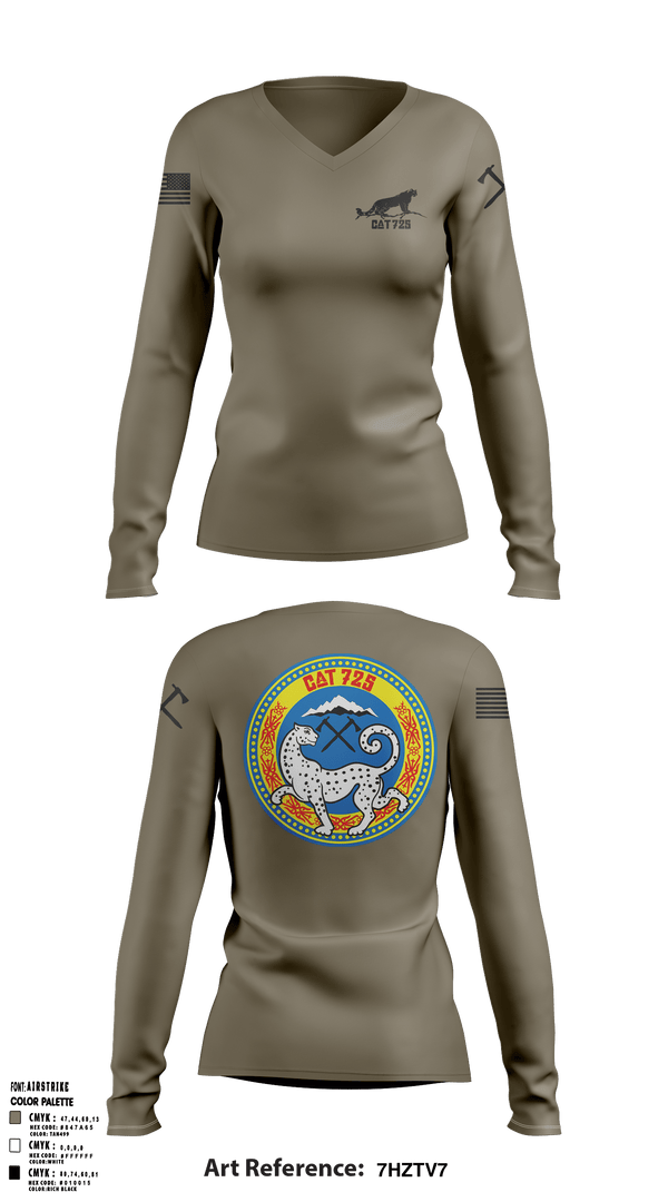 Women's Long Sleeve Vneck Shirt, Snow Leopards, Army, Teamtime, Team time, sublimation, custom sports apparel, team uniforms, spirit wear, spiritwear, sports uniforms, custom shirts, team store, custom team store, fundraiser sports, apparel fundraiser