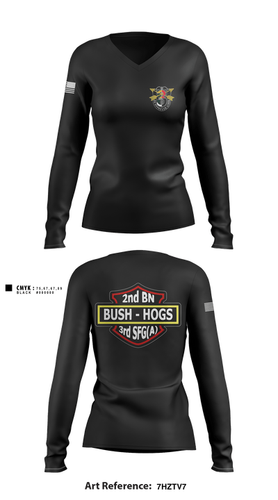 2d Battalion, 3d Special Forces Group 4124054 Women's Long Sleeve V-neck Shirt - 2