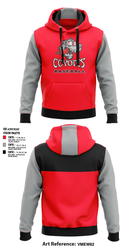 Hoodie, Coyotes, Baseball, Teamtime, Team time, sublimation, custom sports apparel, team uniforms, spirit wear, spiritwear, sports uniforms, custom shirts, team store, custom team store, fundraiser sports, apparel fundraiser