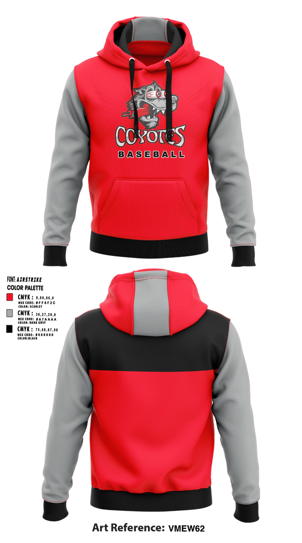 Hoodie, Coyotes, Baseball, Teamtime, Team time, sublimation, custom sports apparel, team uniforms, spirit wear, spiritwear, sports uniforms, custom shirts, team store, custom team store, fundraiser sports, apparel fundraiser