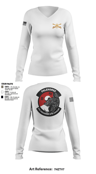 Women's Long Sleeve Vneck Shirt, B TRP 5-17 ACS, Army, Teamtime, Team time, sublimation, custom sports apparel, team uniforms, spirit wear, spiritwear, sports uniforms, custom shirts, team store, custom team store, fundraiser sports, apparel fundraiser