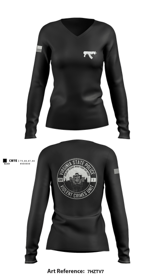 Women's Long Sleeve Vneck Shirt, Violent Crimes Unit, Police, Teamtime, Team time, sublimation, custom sports apparel, team uniforms, spirit wear, spiritwear, sports uniforms, custom shirts, team store, custom team store, fundraiser sports, apparel fundraiser