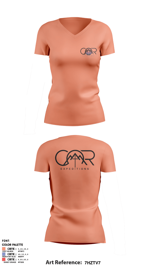 Women's Short Sleeve Vneck Shirt, COR ExpeditionsCOR Expeditions, , Teamtime, Team time, sublimation, custom sports apparel, team uniforms, spirit wear, spiritwear, sports uniforms, custom shirts, team store, custom team store, fundraiser sports, apparel fundraiser