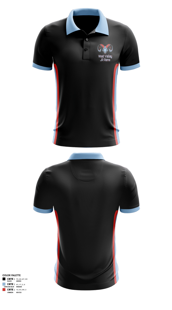 Short Sleeve Performance Polo, West Valley JR Rams, Football, Teamtime, Team time, sublimation, custom sports apparel, team uniforms, spirit wear, spiritwear, sports uniforms, custom shirts, team store, custom team store, fundraiser sports, apparel fundraiser