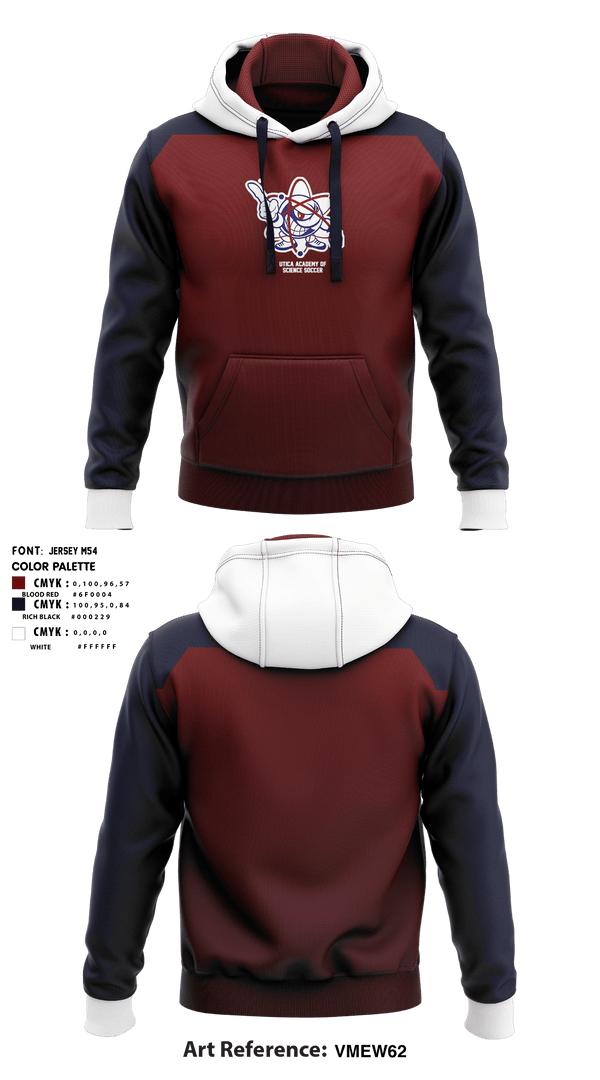 Hoodie, Utica Academy of Science Charter School Soccer, Men's Soccer, Teamtime, Team time, sublimation, custom sports apparel, team uniforms, spirit wear, spiritwear, sports uniforms, custom shirts, team store, custom team store, fundraiser sports, apparel fundraiser