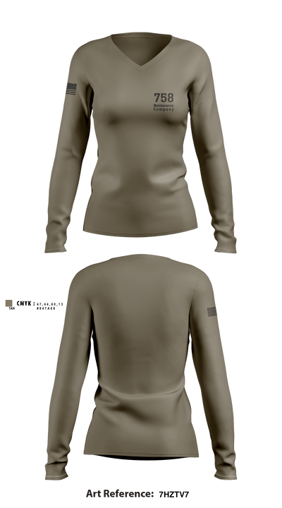758 Maintenance Company 91788378 Women's Long Sleeve V-neck Shirt - 2