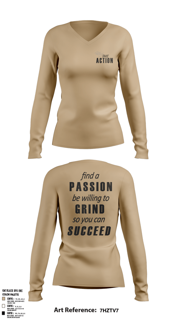 Women's Long Sleeve Vneck Shirt, Take Action, Spirit Store, Teamtime, Team time, sublimation, custom sports apparel, team uniforms, spirit wear, spiritwear, sports uniforms, custom shirts, team store, custom team store, fundraiser sports, apparel fundraiser