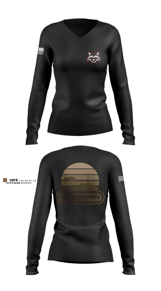 Women's Long Sleeve Vneck Shirt, B-114, Army, Teamtime, Team time, sublimation, custom sports apparel, team uniforms, spirit wear, spiritwear, sports uniforms, custom shirts, team store, custom team store, fundraiser sports, apparel fundraiser