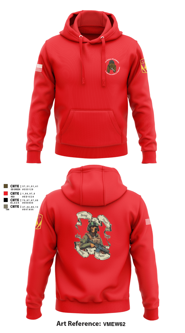 Hoodie, Bravo Battery, 4th Battalion, 3rd Air Defense Artillery Regiment, Army, Teamtime, Team time, sublimation, custom sports apparel, team uniforms, spirit wear, spiritwear, sports uniforms, custom shirts, team store, custom team store, fundraiser sports, apparel fundraiser