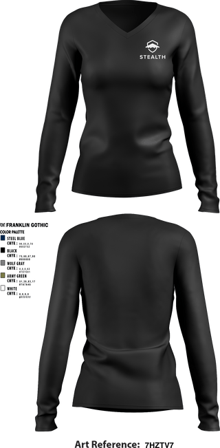 Women's Long Sleeve Vneck Shirt, Stealth customs, , Teamtime, Team time, sublimation, custom sports apparel, team uniforms, spirit wear, spiritwear, sports uniforms, custom shirts, team store, custom team store, fundraiser sports, apparel fundraiser