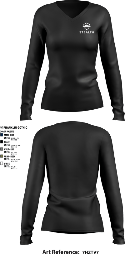 Stealth customs 84323734 Women's Long Sleeve V-neck Shirt - 3
