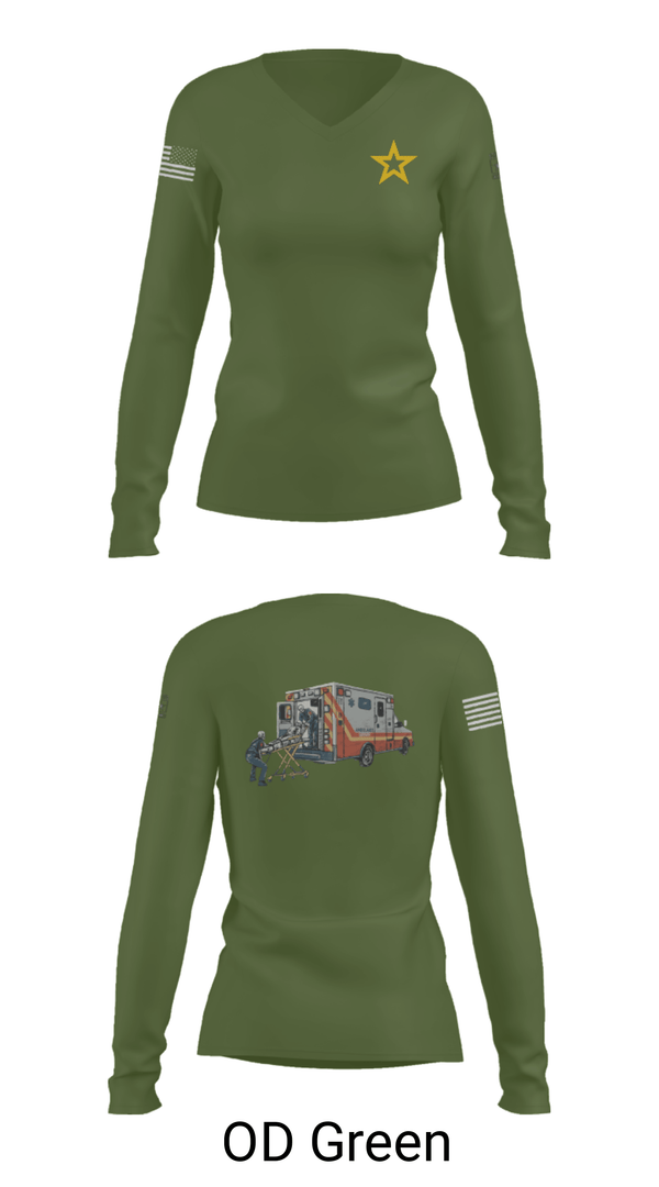 Women's Long Sleeve Vneck Shirt, , Army, Teamtime, Team time, sublimation, custom sports apparel, team uniforms, spirit wear, spiritwear, sports uniforms, custom shirts, team store, custom team store, fundraiser sports, apparel fundraiser