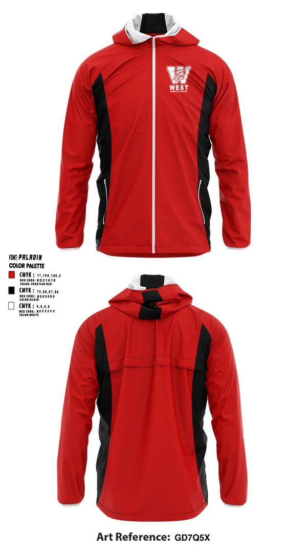 Windbreaker, West Middle School Cheer, Cheer, Teamtime, Team time, sublimation, custom sports apparel, team uniforms, spirit wear, spiritwear, sports uniforms, custom shirts, team store, custom team store, fundraiser sports, apparel fundraiser