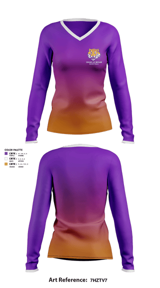 Women's Long Sleeve Vneck Shirt, Edward Lee McClain High School Basketball, Women's Basketball, Teamtime, Team time, sublimation, custom sports apparel, team uniforms, spirit wear, spiritwear, sports uniforms, custom shirts, team store, custom team store, fundraiser sports, apparel fundraiser