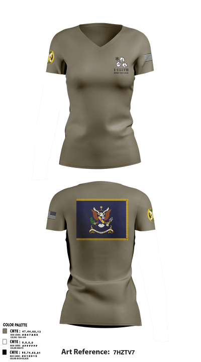 1-155th Dixie Thunder 83572891 Women's Short Sleeve V-neck Shirt - 1