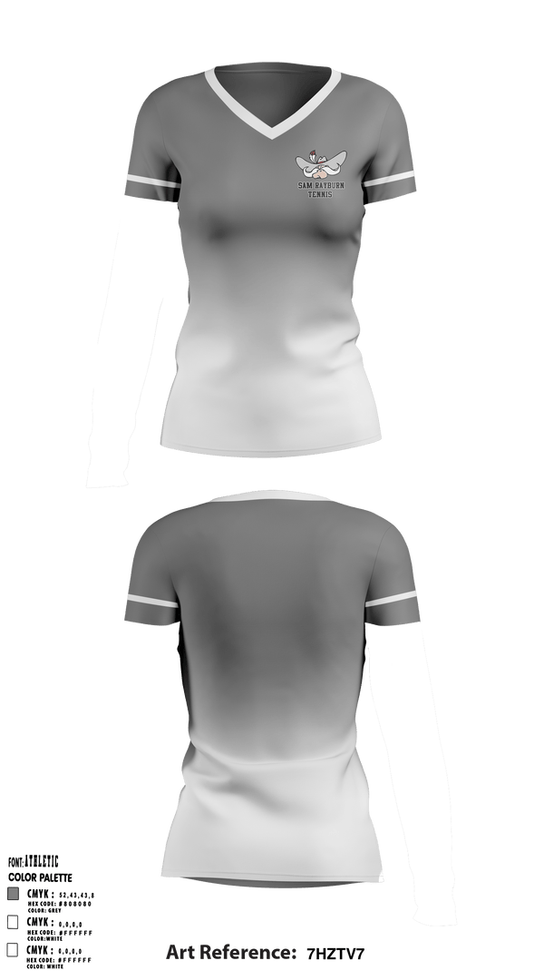 Women's Short Sleeve Vneck Shirt, Sam Rayburn High School Tennis, Tennis, Teamtime, Team time, sublimation, custom sports apparel, team uniforms, spirit wear, spiritwear, sports uniforms, custom shirts, team store, custom team store, fundraiser sports, apparel fundraiser