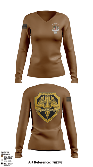 Women's Long Sleeve Vneck Shirt, 566 MCAS, Army, Teamtime, Team time, sublimation, custom sports apparel, team uniforms, spirit wear, spiritwear, sports uniforms, custom shirts, team store, custom team store, fundraiser sports, apparel fundraiser