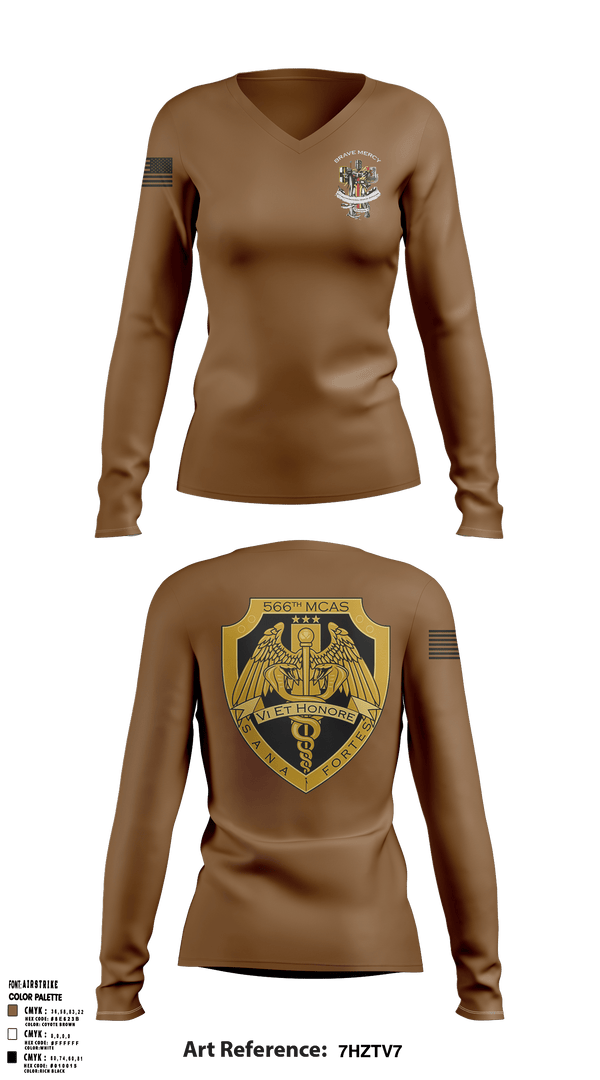 Women's Long Sleeve Vneck Shirt, 566 MCAS, Army, Teamtime, Team time, sublimation, custom sports apparel, team uniforms, spirit wear, spiritwear, sports uniforms, custom shirts, team store, custom team store, fundraiser sports, apparel fundraiser