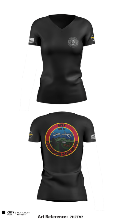 A Co, 2-13th AVN REGT 95713396 Women's Short Sleeve V-neck Shirt - 1