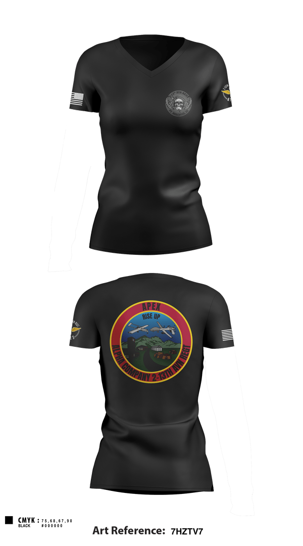 Women's Short Sleeve Vneck Shirt, A Co, 2-13th AVN REGT, , Teamtime, Team time, sublimation, custom sports apparel, team uniforms, spirit wear, spiritwear, sports uniforms, custom shirts, team store, custom team store, fundraiser sports, apparel fundraiser