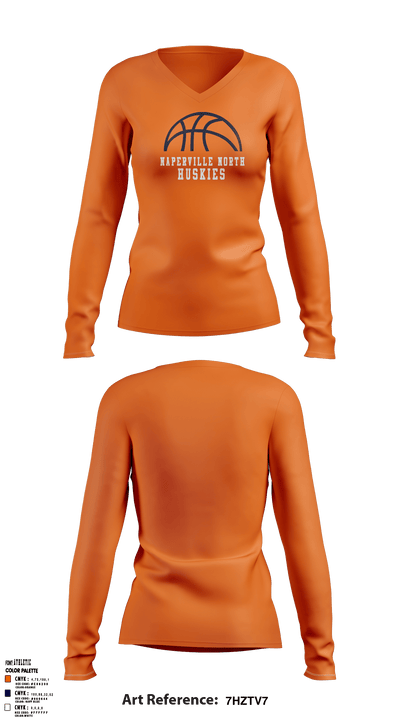 Jr Huskies Basketball 42641370 Women's Long Sleeve V-neck Shirt - 41