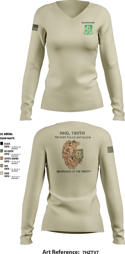 709th MP BN HHD 13627069 Women's Long Sleeve V-neck Shirt - 5