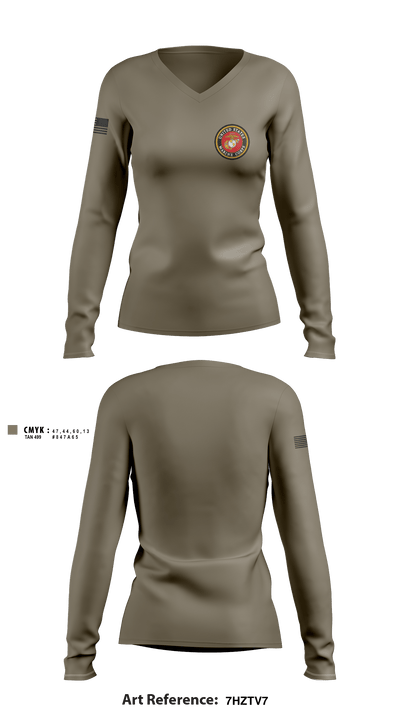 3rd Battalion 6th Marines Kilo Company 45058501 Women's Long Sleeve V-neck Shirt - 2
