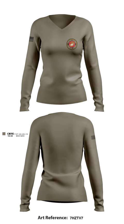 Women's Long Sleeve Vneck Shirt, 3rd Battalion 6th Marines Kilo Company, Marines, Teamtime, Team time, sublimation, custom sports apparel, team uniforms, spirit wear, spiritwear, sports uniforms, custom shirts, team store, custom team store, fundraiser sports, apparel fundraiser