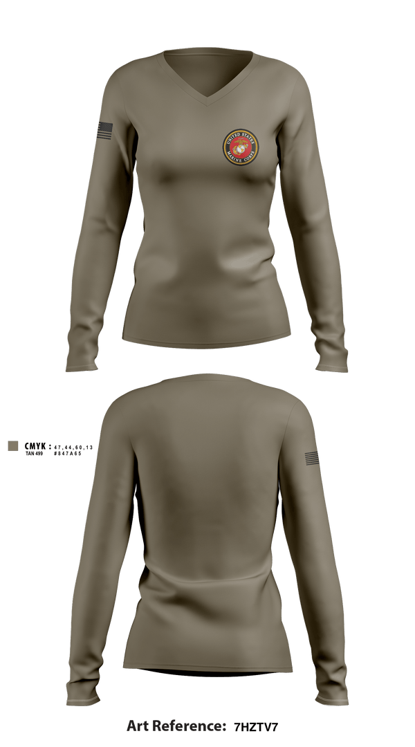Women's Long Sleeve Vneck Shirt, 3rd Battalion 6th Marines Kilo Company, Marines, Teamtime, Team time, sublimation, custom sports apparel, team uniforms, spirit wear, spiritwear, sports uniforms, custom shirts, team store, custom team store, fundraiser sports, apparel fundraiser
