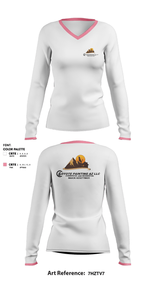 Women's Long Sleeve Vneck Shirt, Coyote paintin az llc, , Teamtime, Team time, sublimation, custom sports apparel, team uniforms, spirit wear, spiritwear, sports uniforms, custom shirts, team store, custom team store, fundraiser sports, apparel fundraiser