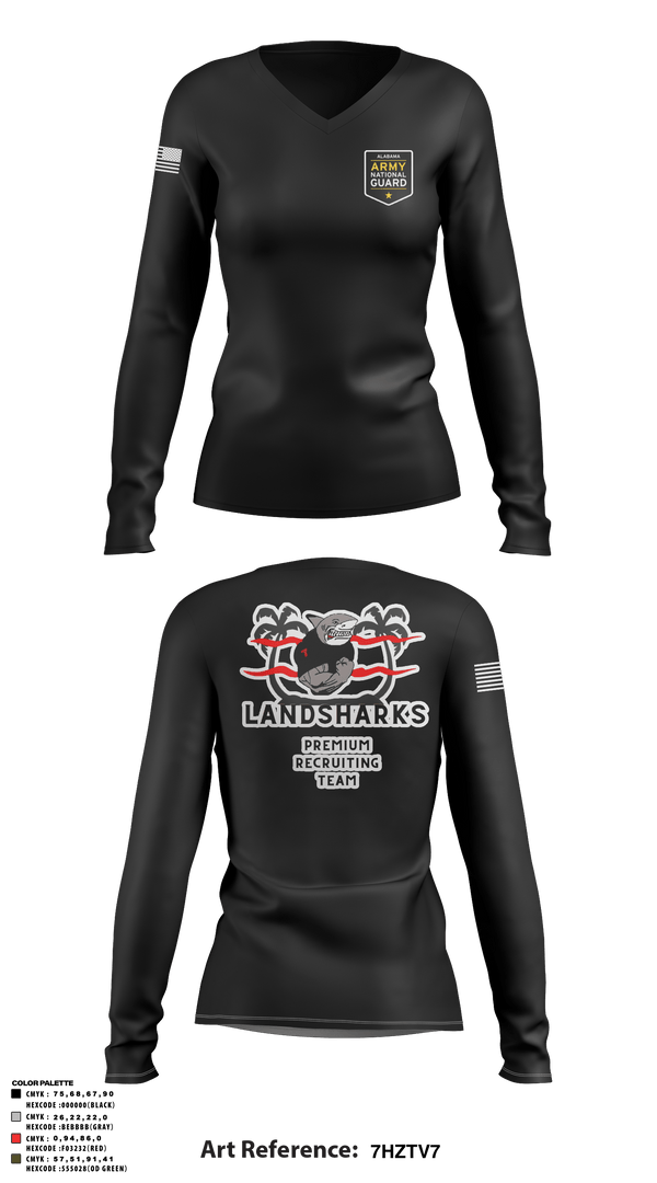 Women's Long Sleeve Vneck Shirt, , National Guard, Teamtime, Team time, sublimation, custom sports apparel, team uniforms, spirit wear, spiritwear, sports uniforms, custom shirts, team store, custom team store, fundraiser sports, apparel fundraiser