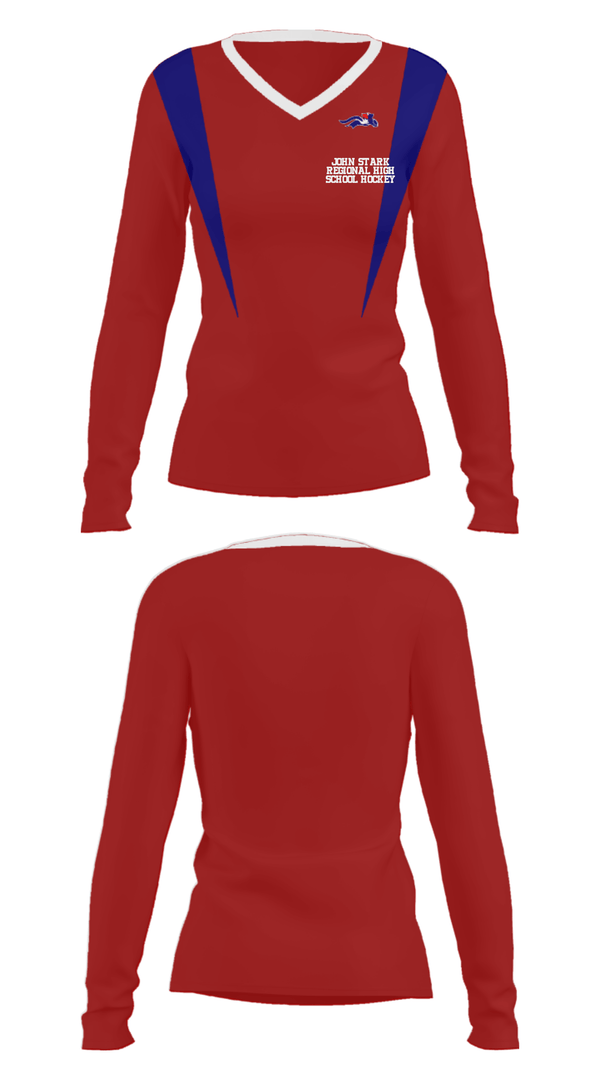 Women's Long Sleeve Vneck Shirt, John Stark Regional High School Hockey, Ice Hockey, Teamtime, Team time, sublimation, custom sports apparel, team uniforms, spirit wear, spiritwear, sports uniforms, custom shirts, team store, custom team store, fundraiser sports, apparel fundraiser