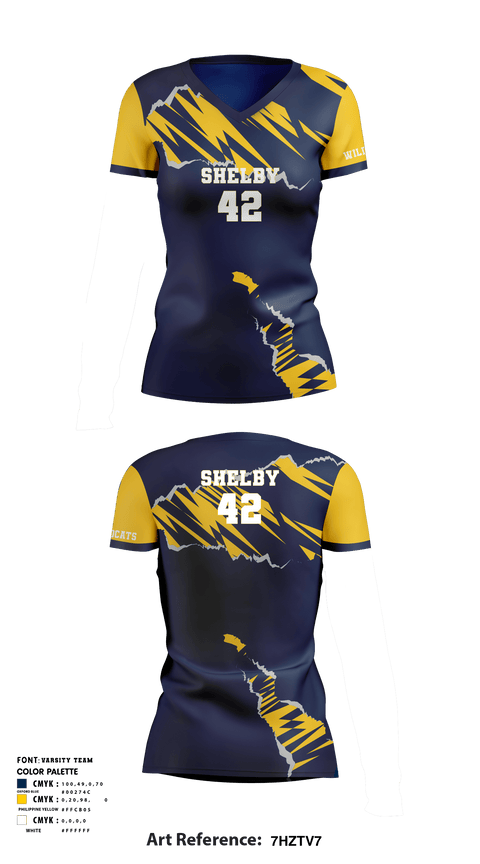 Women's Short Sleeve Vneck Shirt, Shelby Wildcats, Women's Volleyball, Teamtime, Team time, sublimation, custom sports apparel, team uniforms, spirit wear, spiritwear, sports uniforms, custom shirts, team store, custom team store, fundraiser sports, apparel fundraiser