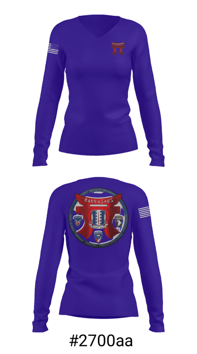 3-187 Rakkasans 16678099 Women's Long Sleeve V-neck Shirt - 37