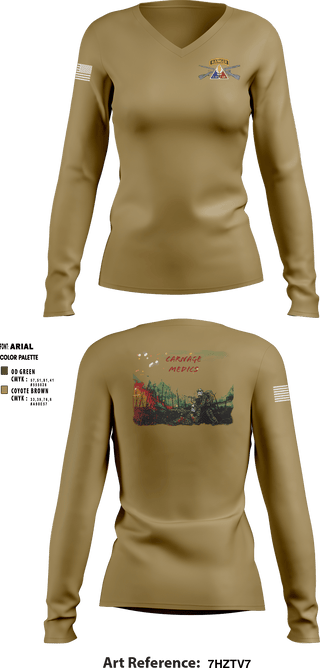 Women's Long Sleeve Vneck Shirt, , Army, Teamtime, Team time, sublimation, custom sports apparel, team uniforms, spirit wear, spiritwear, sports uniforms, custom shirts, team store, custom team store, fundraiser sports, apparel fundraiser
