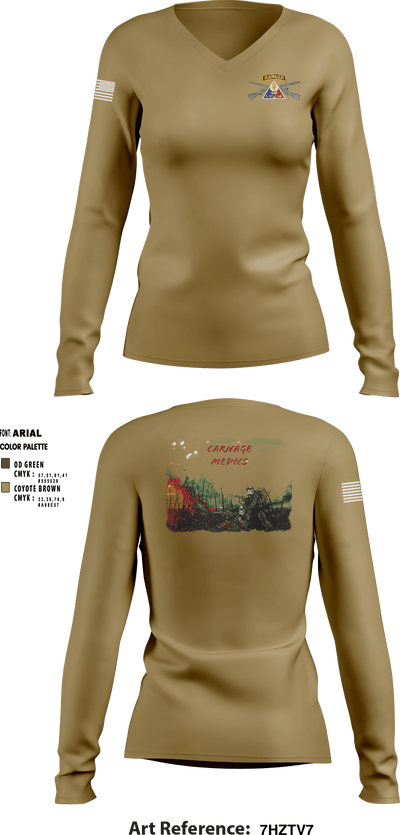 C Co, 2-70th AR, 2 ABCT, 1 ID 35817119 Women's Long Sleeve V-neck Shirt - 3